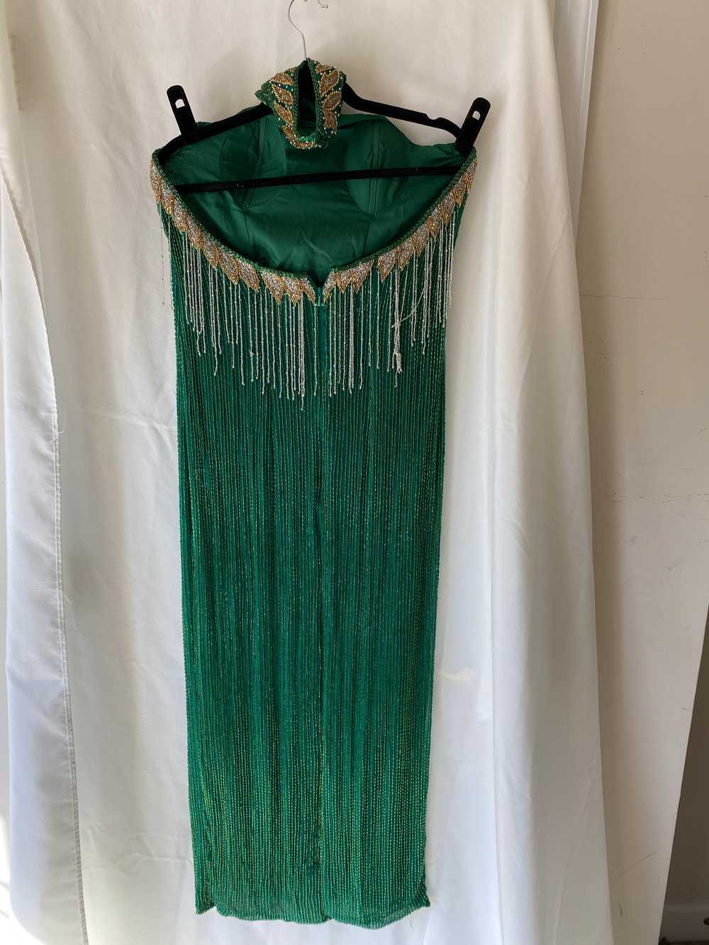 Green Sleeveless Sequined Dress - image 2