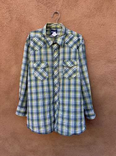 Green & Blue Plaid Wrangler Western Shirt