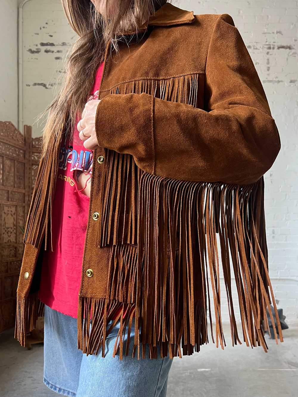 Vintage Lariat Suede Fringe Jacket, Small - image 3