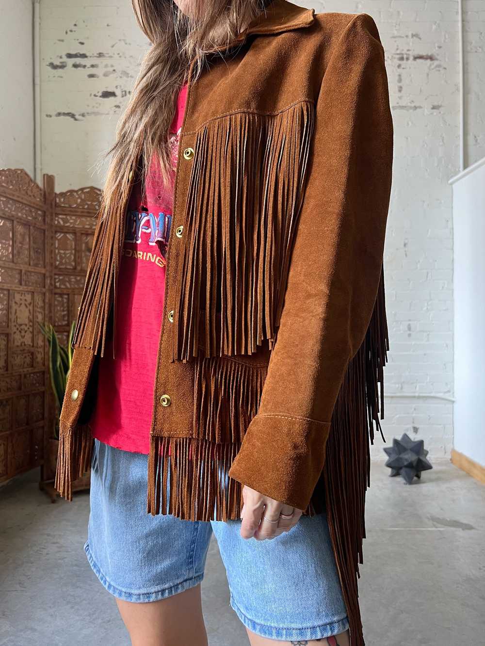 Vintage Lariat Suede Fringe Jacket, Small - image 4