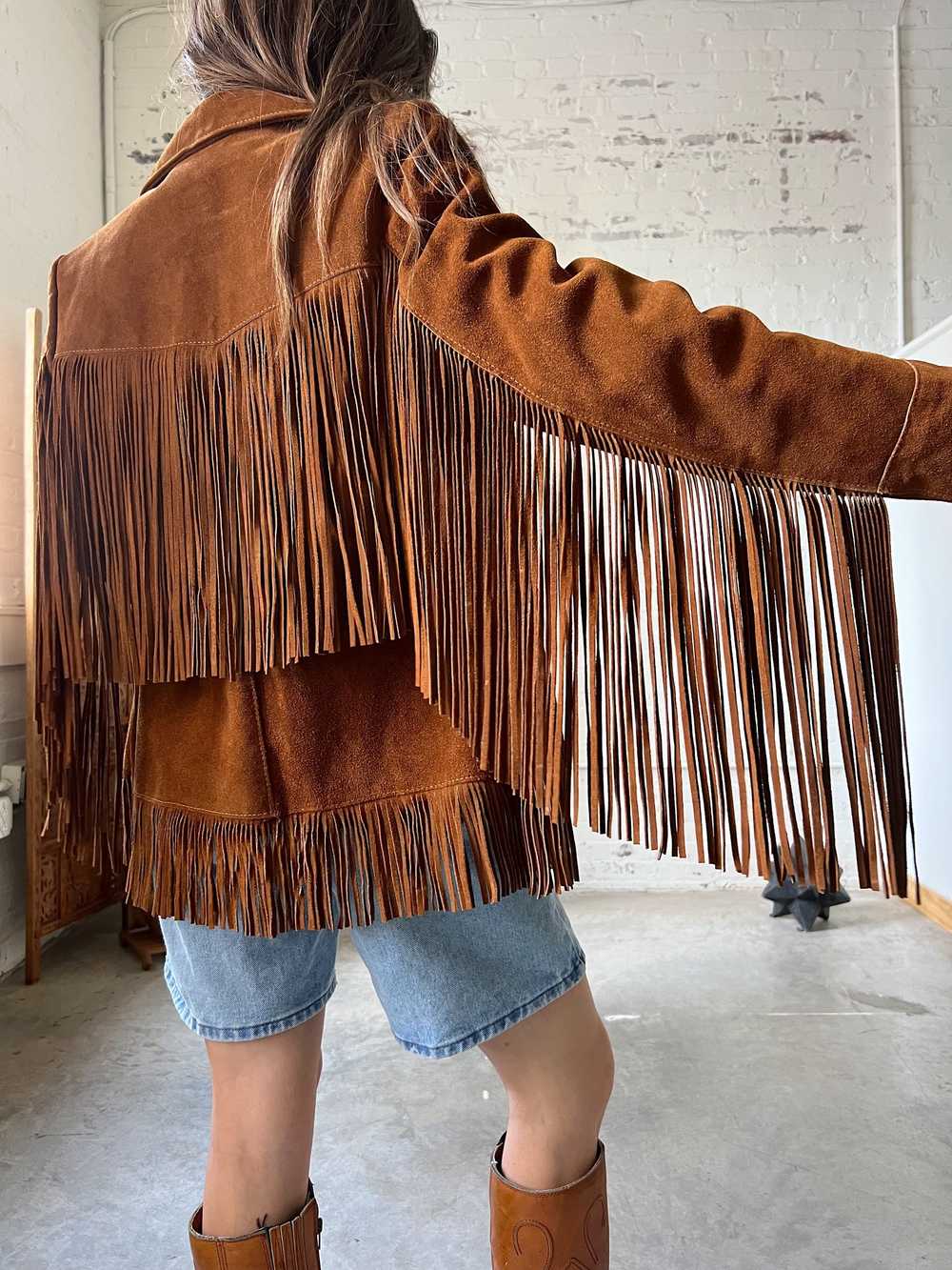 Vintage Lariat Suede Fringe Jacket, Small - image 8