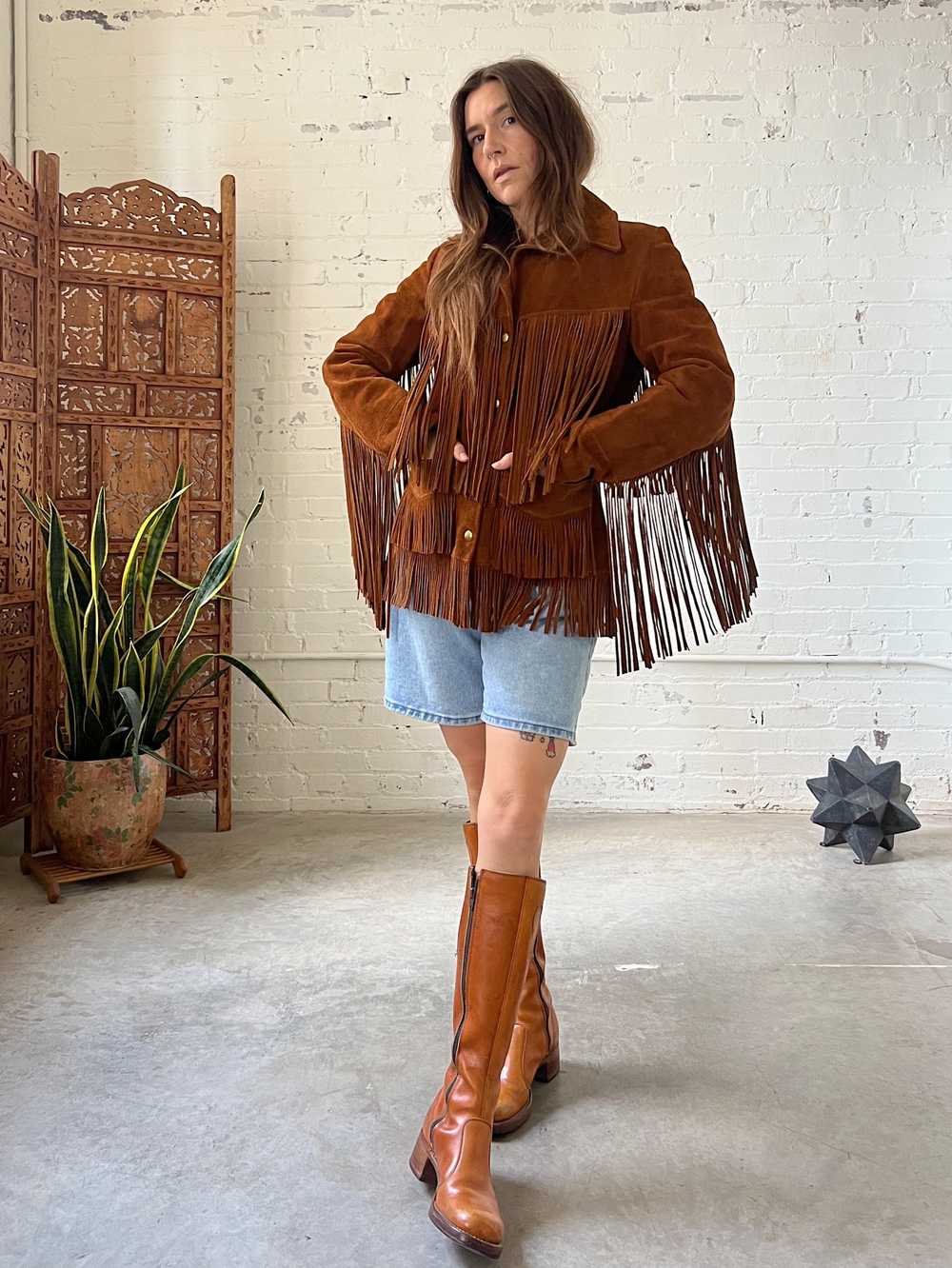 Vintage Lariat Suede Fringe Jacket, Small - image 9