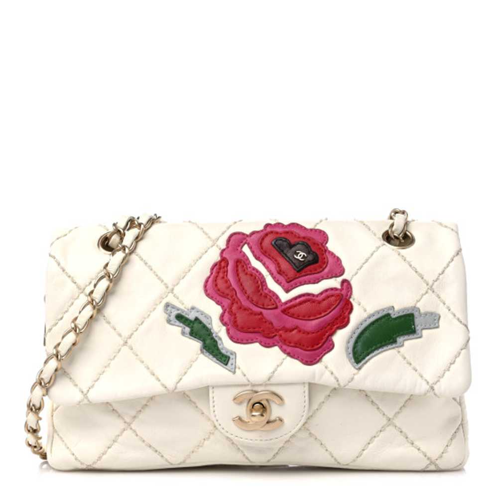 CHANEL Lambskin Quilted Flower Patch Single Flap … - image 1