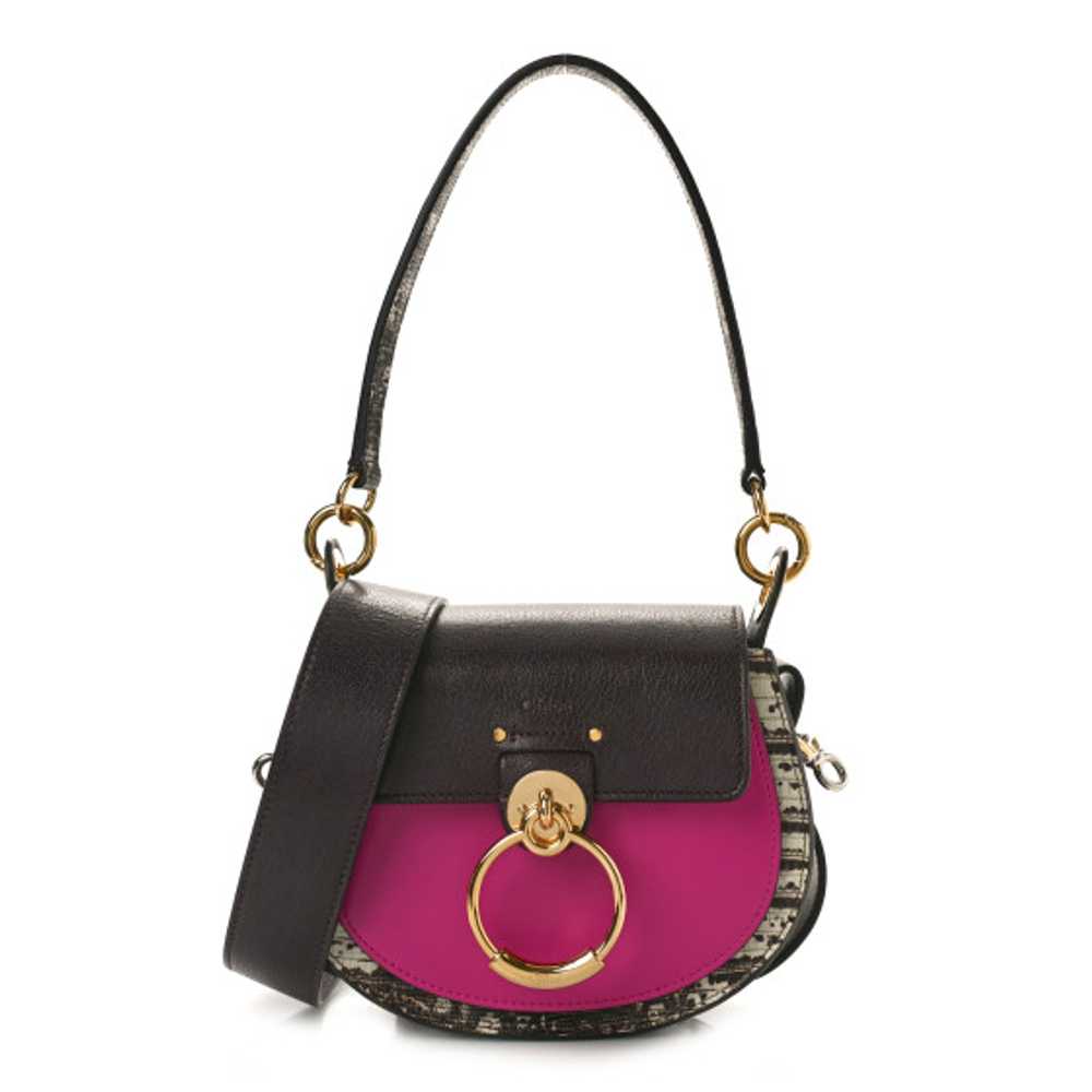 CHLOE Calfskin Lizard Embossed Small Tess Bag Bla… - image 1