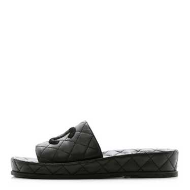 CHANEL Lambskin Quilted CC Mules Sandals 37 Black - image 1