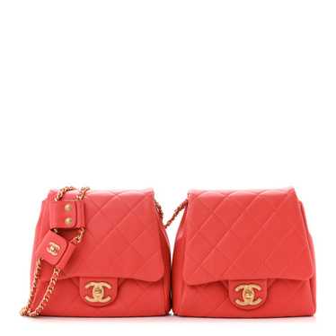 CHANEL Lambskin Quilted Side-Packs Red