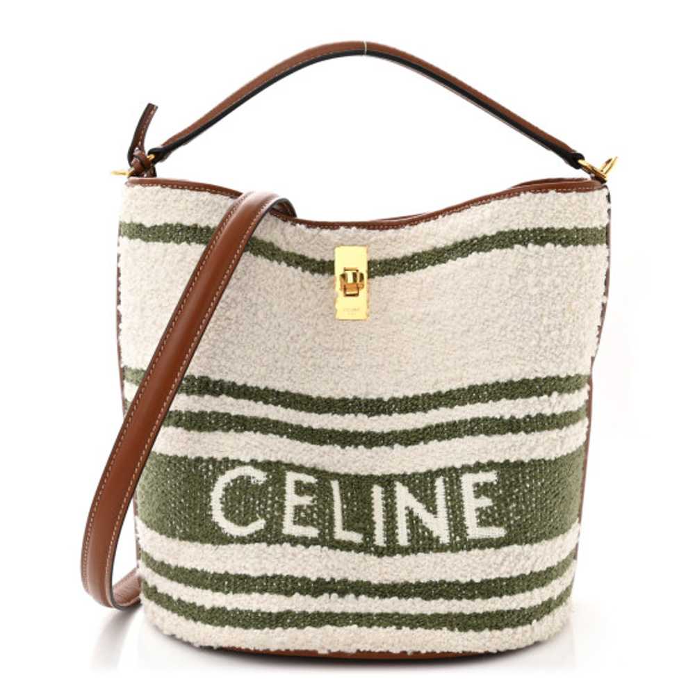 CELINE Canvas Smooth Calfskin Logo Bucket 16 Bag … - image 1