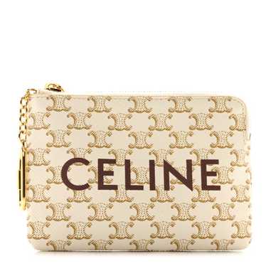 CELINE Triomphe Canvas Coin and Card Pouch White - image 1