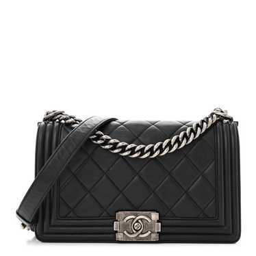 CHANEL Calfskin Quilted Medium Boy Flap Black - image 1