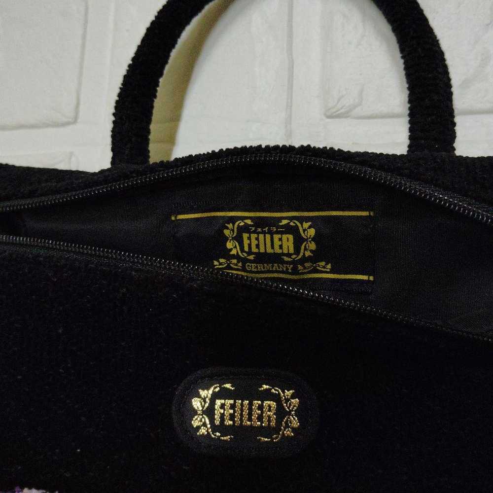 Rare Vintage FEILER Floral Pattern Handbag Black - image 7