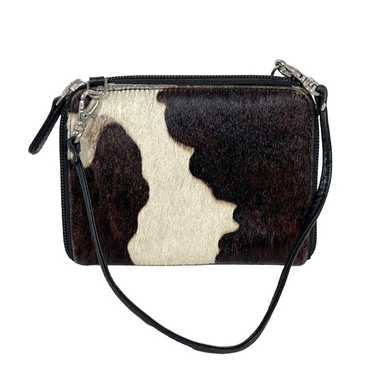 Scully Cowhide Fur Leather Clutch Purse Bag Detac… - image 1