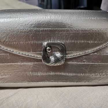 Silver synthetic leather shoulder bag - image 1