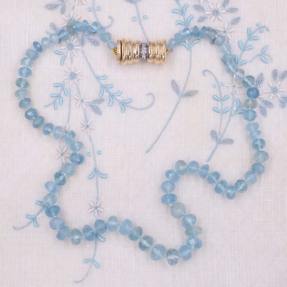 Fine Aquamarine Beaded Necklace c1950 - image 1