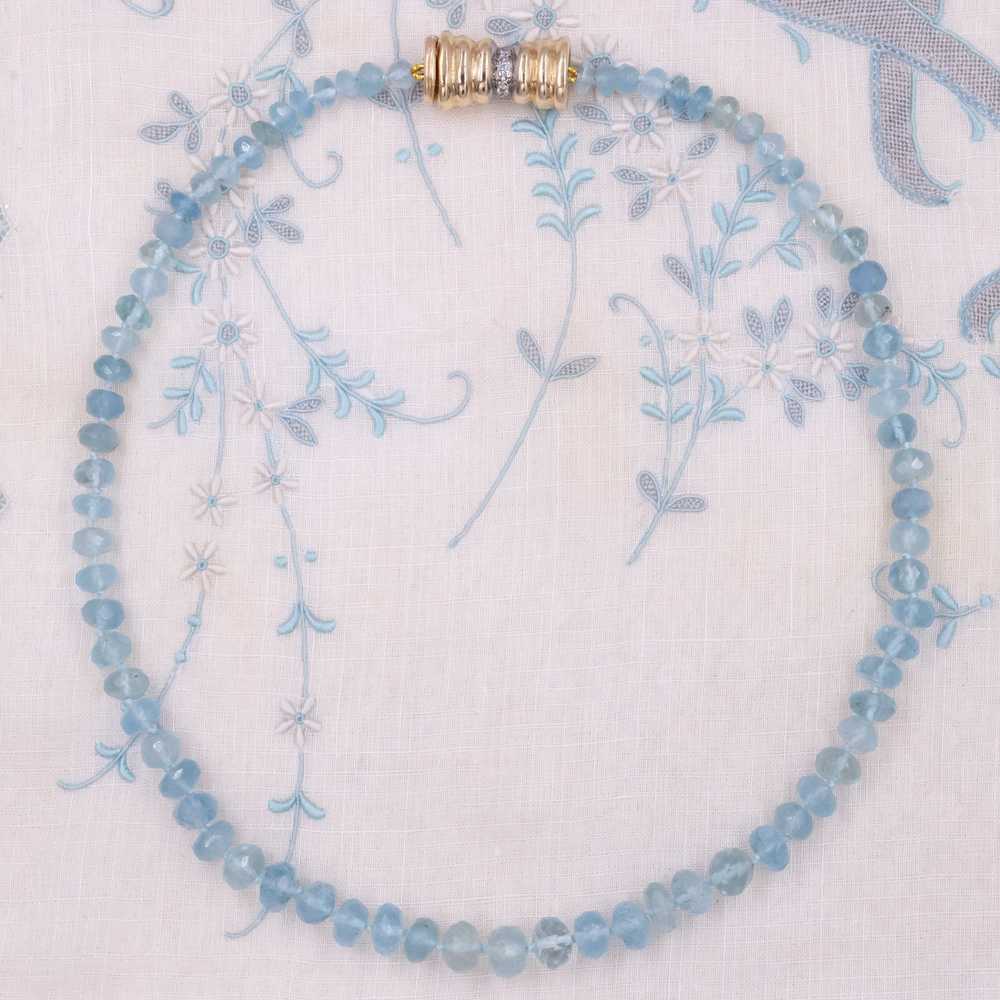 Fine Aquamarine Beaded Necklace c1950 - image 2