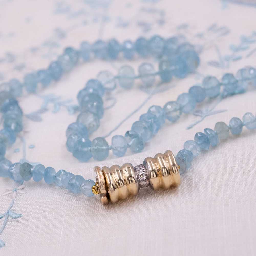 Fine Aquamarine Beaded Necklace c1950 - image 3