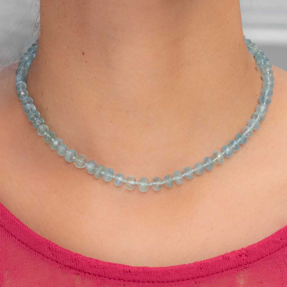 Fine Aquamarine Beaded Necklace c1950 - image 5