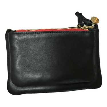 Clare V. outlet Leather Pouch Black Suede Red Zip Trim Vivier Designer Purse Clutch