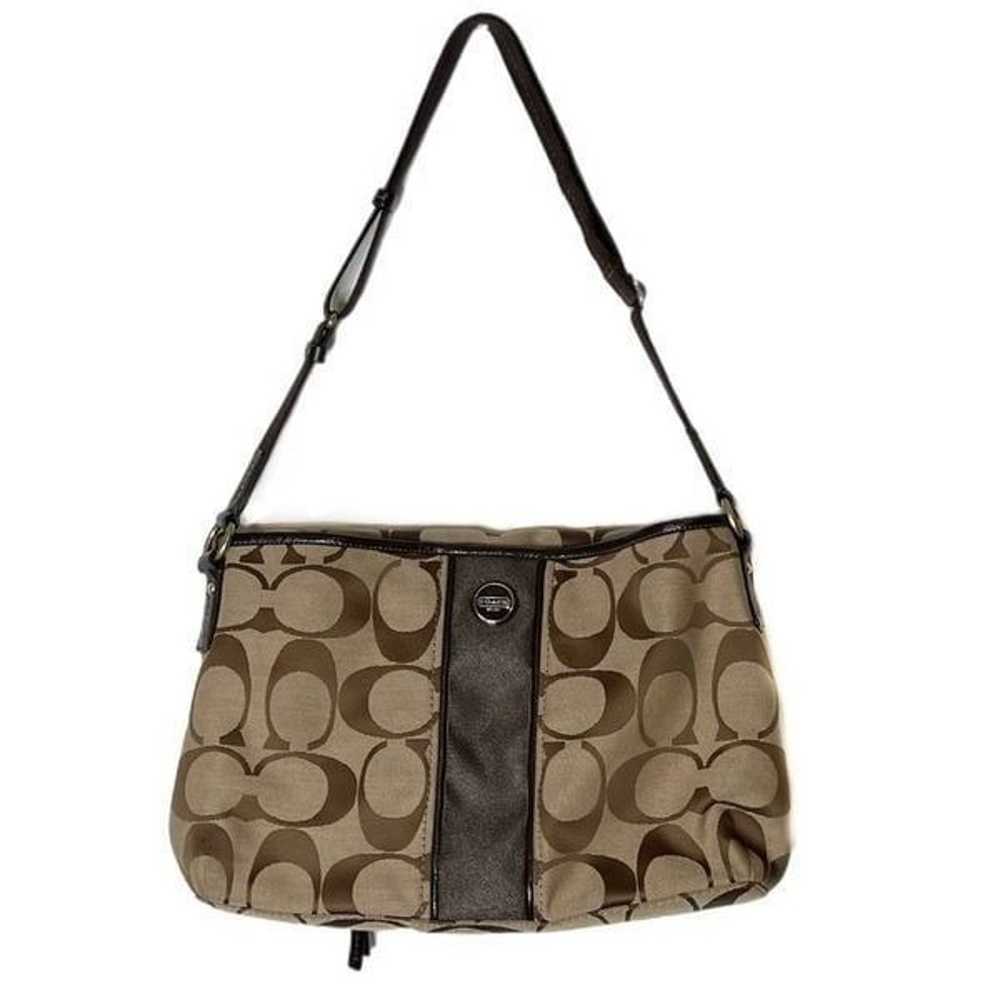 Coach Fold Over Signature Stripe Tote Shoulder Bag - image 4