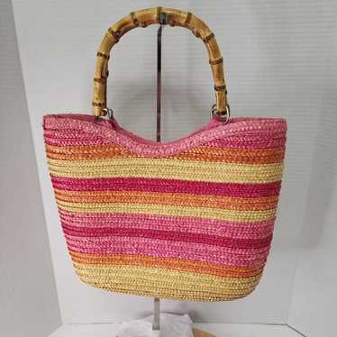 Bay Studio Straw Hand Bag Tote Woven Striped with 