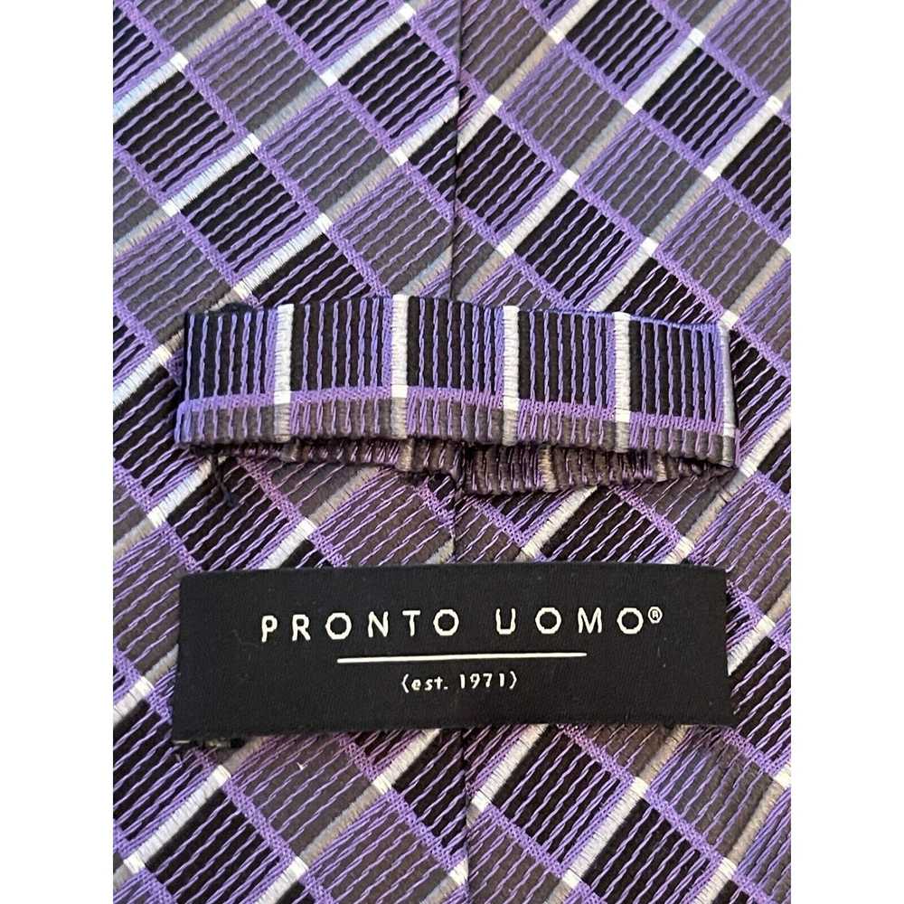 Pronto Uomo Pronto Uomo Purple 100% Silk Men’s Ne… - image 8