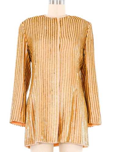 Escada Apricot Sequin Striped Jacket