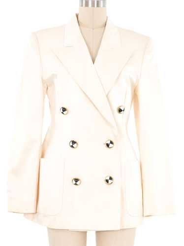 Escada Cream Checkered Button Blazer