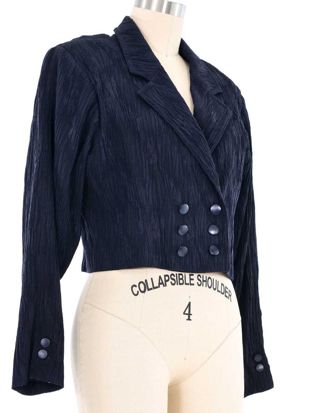 Escada Navy Crinkled Cropped Blazer - image 3