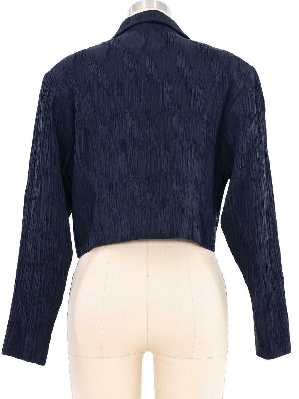 Escada Navy Crinkled Cropped Blazer - image 4