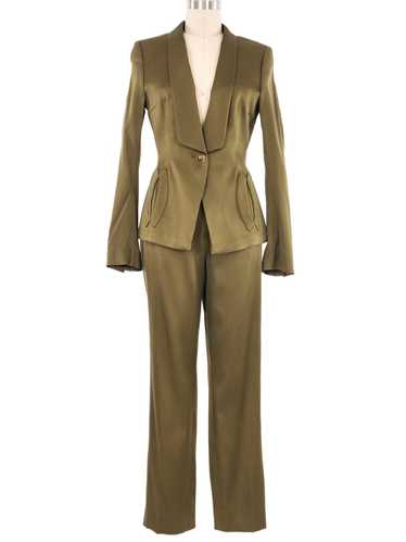 Escada Olive Satin Pant Suit