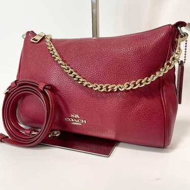 Coach shoulder bag 2way, gold chain, Shibo leathe… - image 1