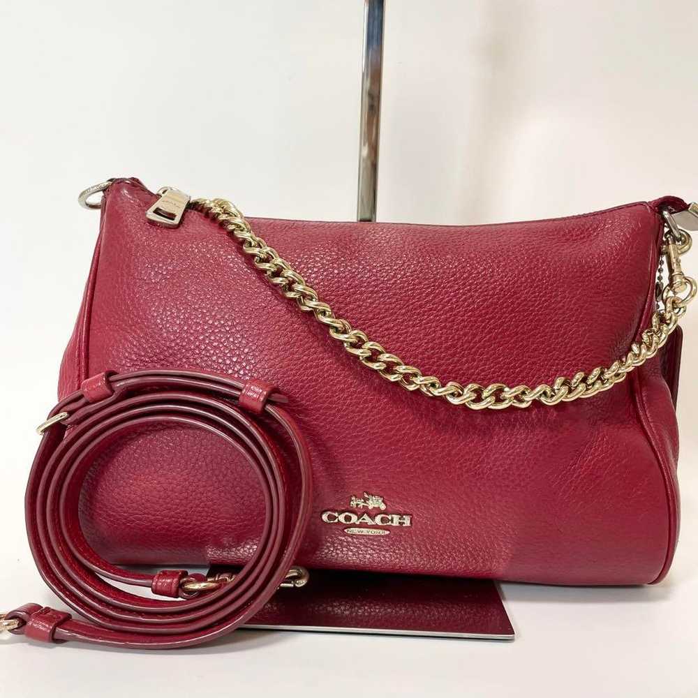 Coach shoulder bag 2way, gold chain, Shibo leathe… - image 2