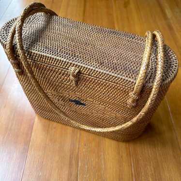 Rattan Basket Bag Medium Size Brown - image 1