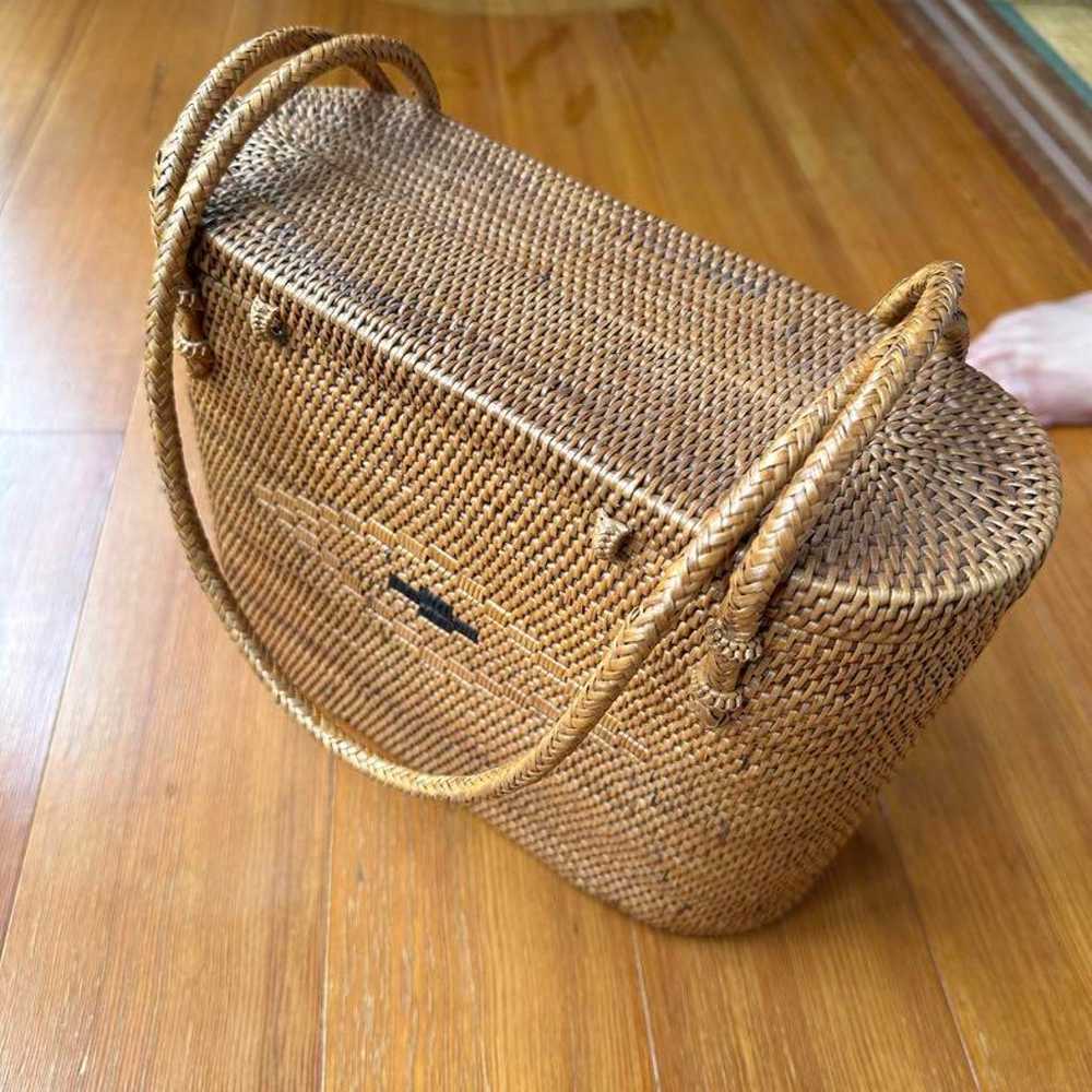 Rattan Basket Bag Medium Size Brown - image 2