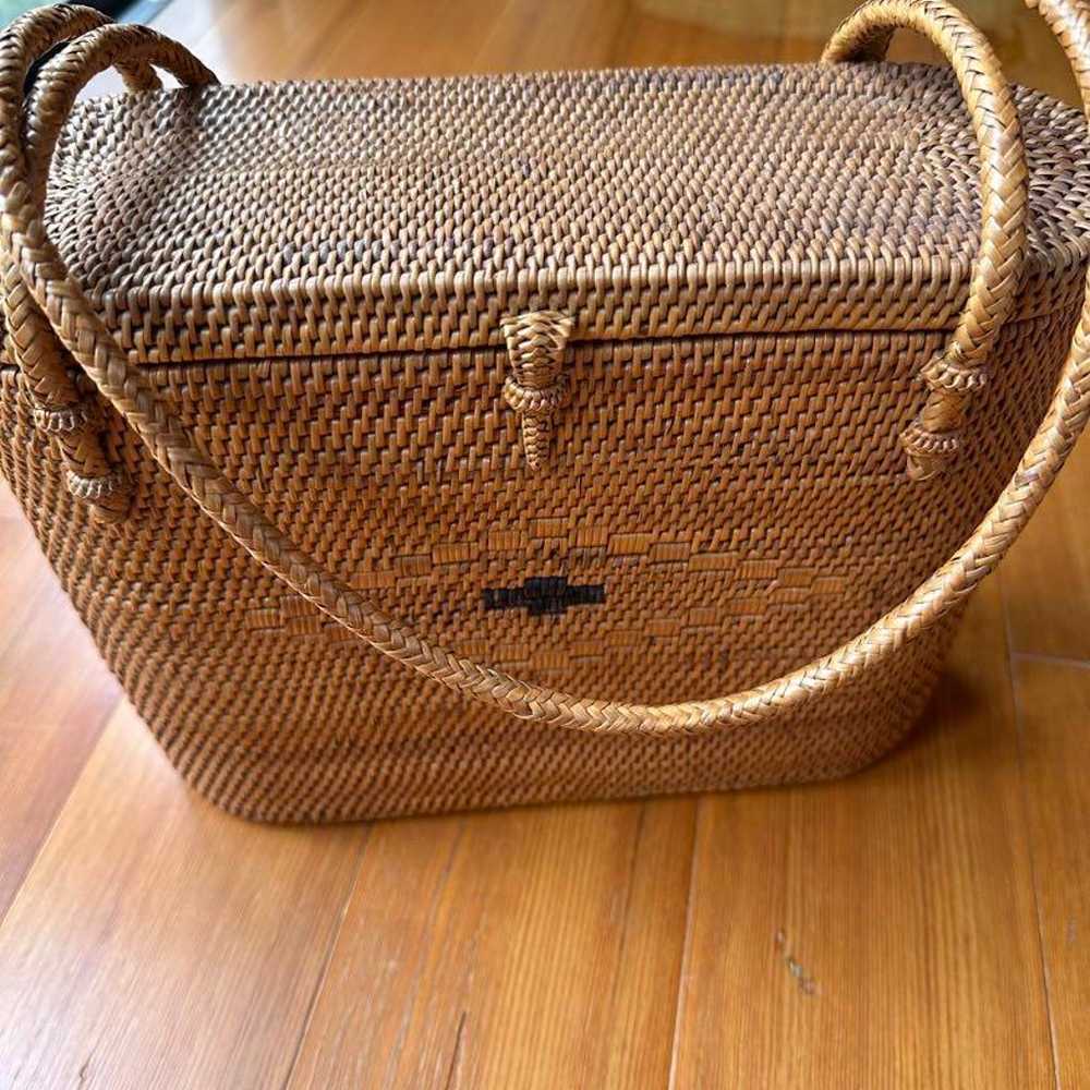 Rattan Basket Bag Medium Size Brown - image 4