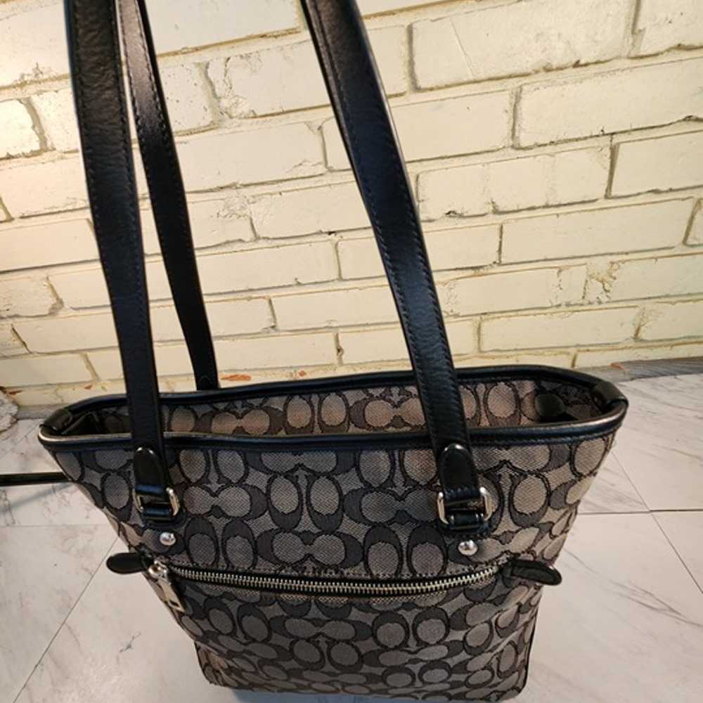 Coach Outline Signature C's Black Zip Top Satchel… - image 2