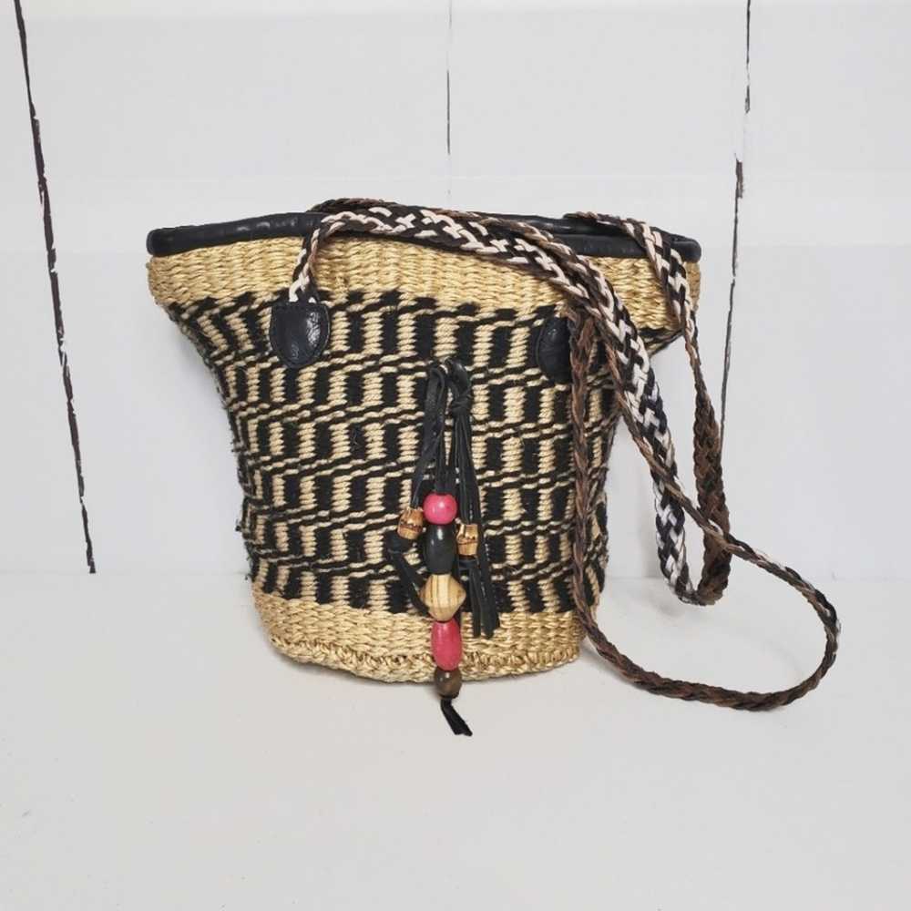 Patricia Nash Maya Straw Woven Bucket Shoulder Bag - image 12