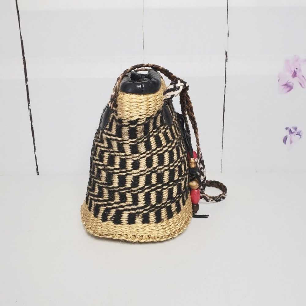 Patricia Nash Maya Straw Woven Bucket Shoulder Bag - image 2