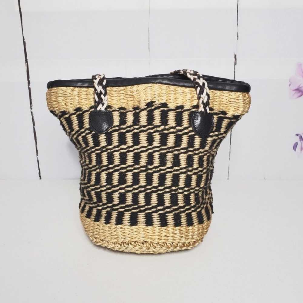 Patricia Nash Maya Straw Woven Bucket Shoulder Bag - image 4