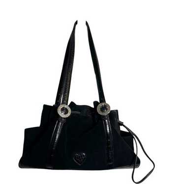 BRIGHTON Vintage Drawstring Cinclaire Black Suede… - image 1