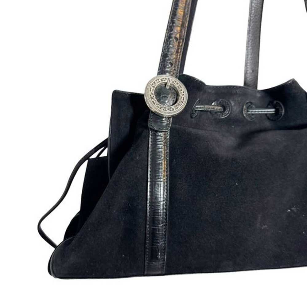 BRIGHTON Vintage Drawstring Cinclaire Black Suede… - image 3