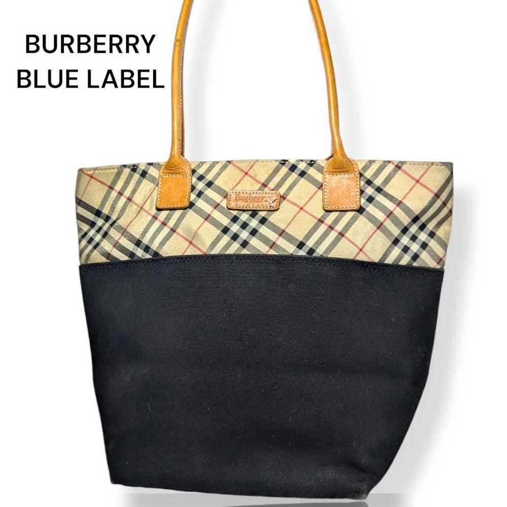 Burberry Blue Label tote bag Nova check nylon cow… - image 1