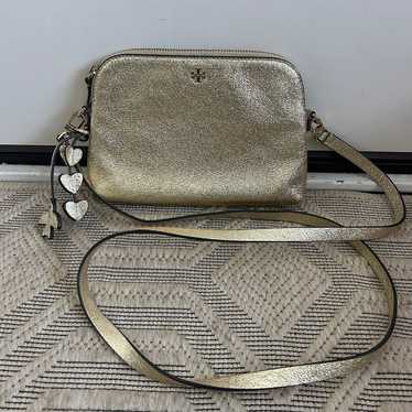 Tory Burch Gold Metallic Peace  crossbody