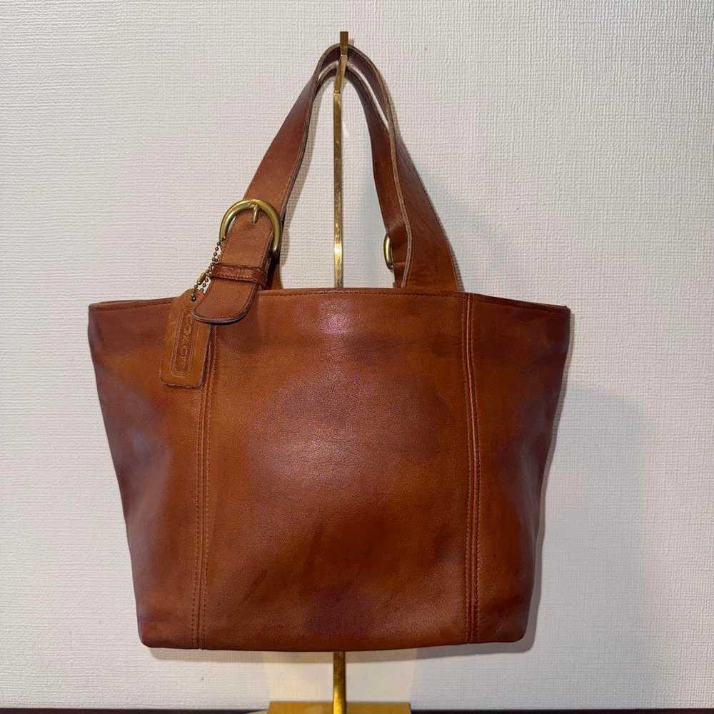 Old Coach Tote Bag Brown Leather D4C-4133 - image 1