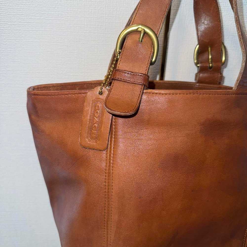 Old Coach Tote Bag Brown Leather D4C-4133 - image 2