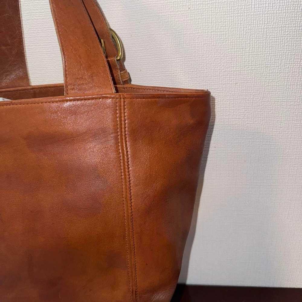 Old Coach Tote Bag Brown Leather D4C-4133 - image 3