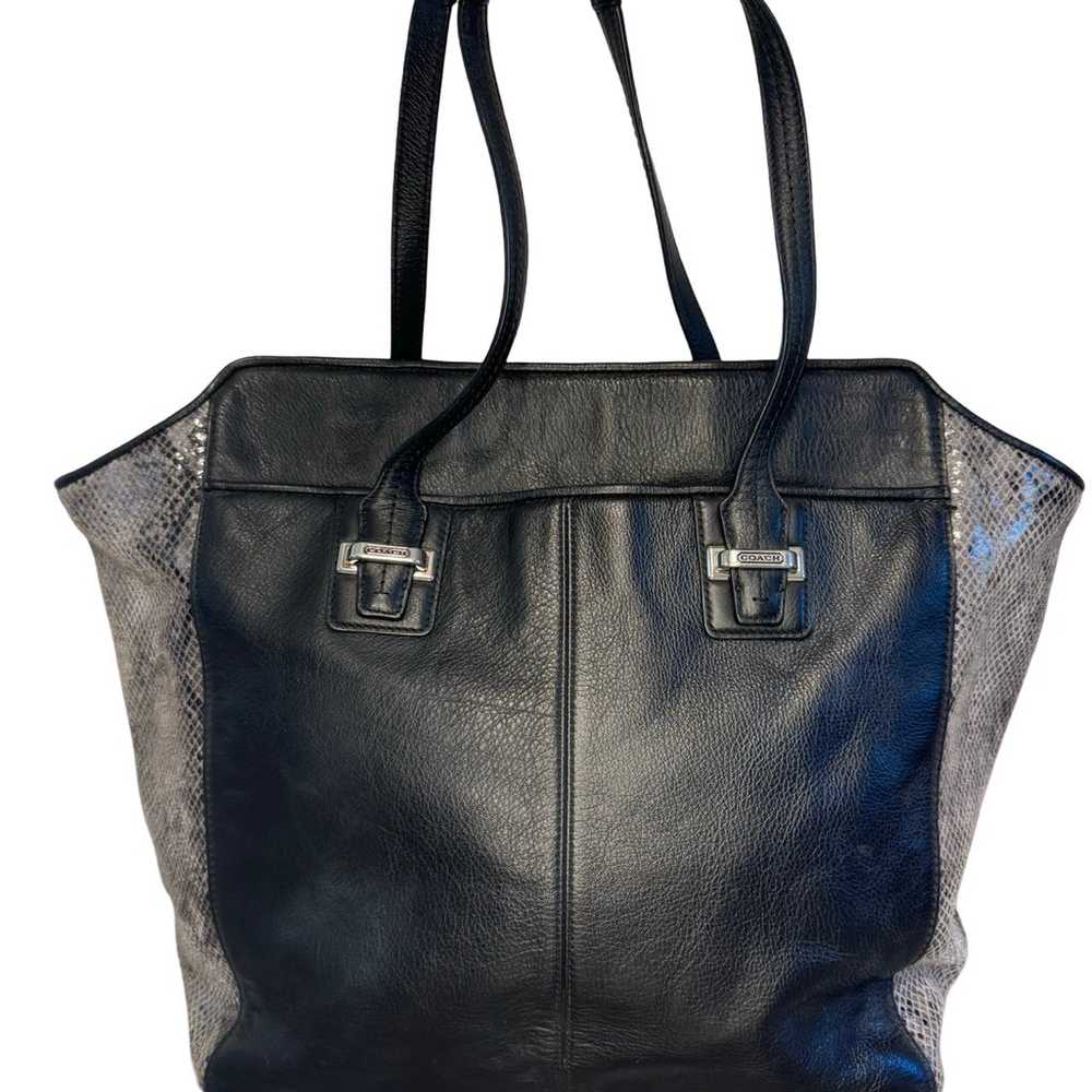 Coach Taylor Tote Black Leather & Grey Embossed S… - image 2