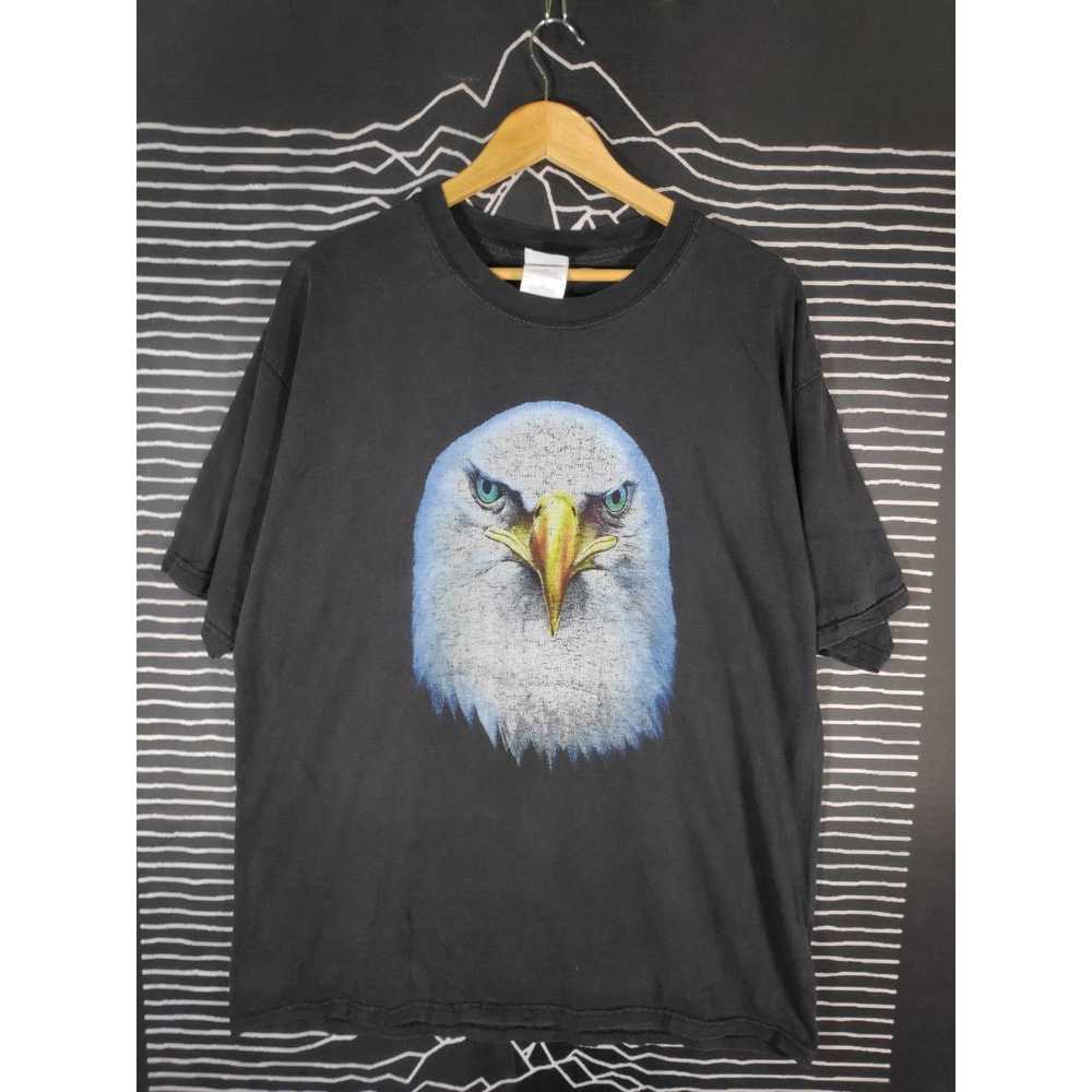 Gildan Vtg 00s Americana Eagle Head Overprint Gra… - image 1