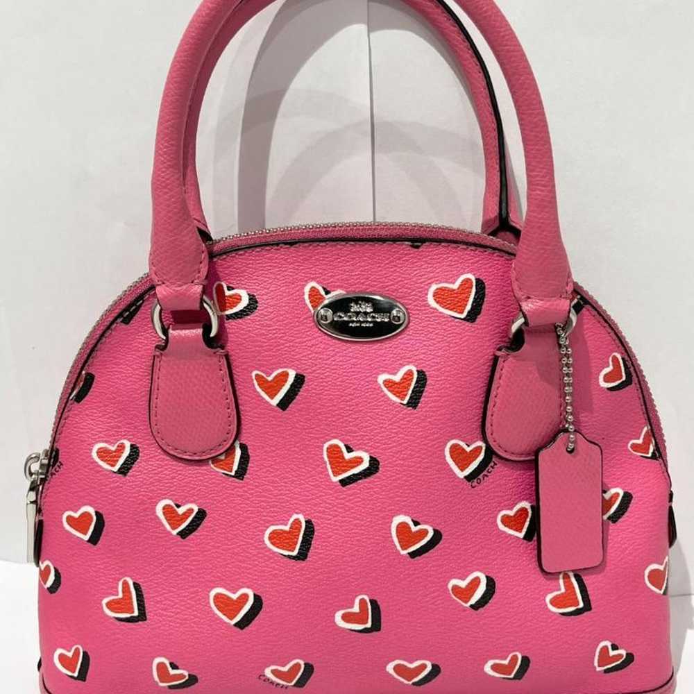 COACH Valentine Heart Handbag Shoulder Bag Pink - image 2