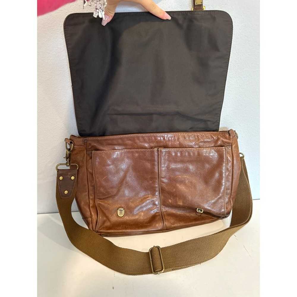 Fossil Messenger Bag Vintage Brown Leather Laptop… - image 2