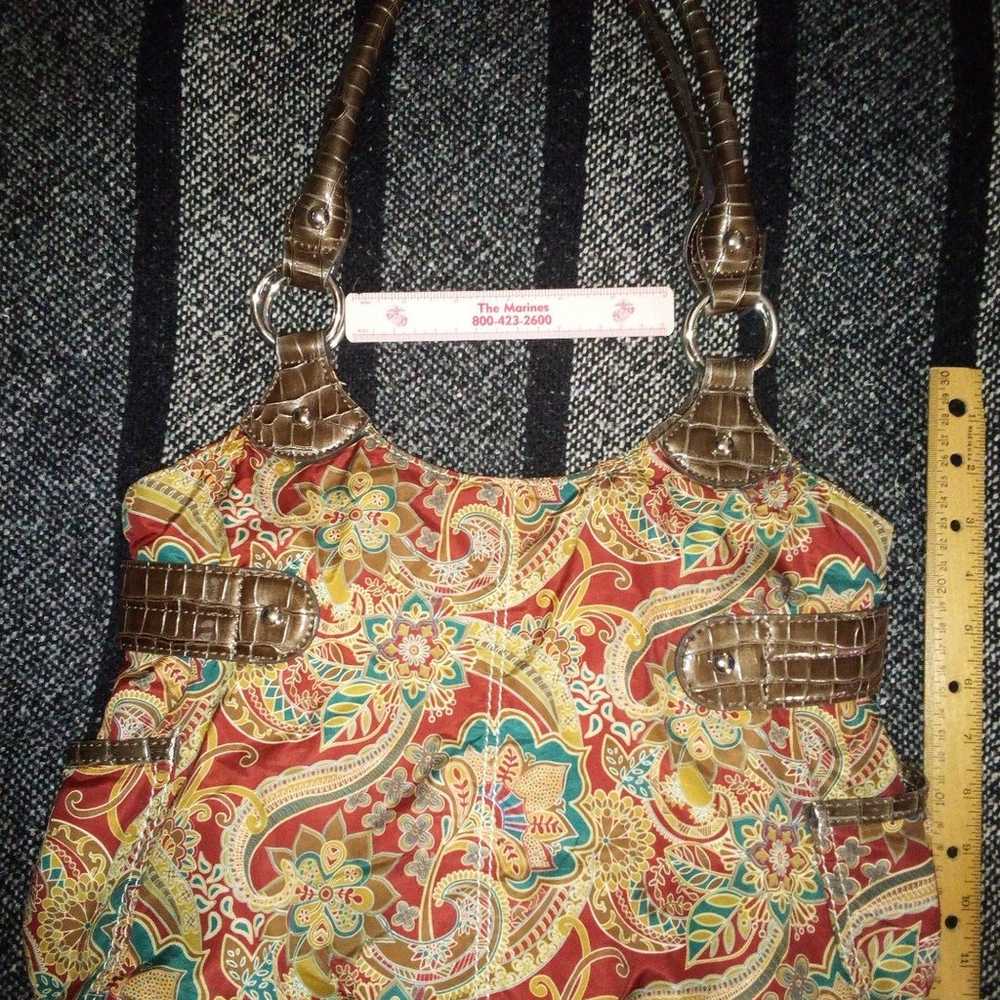 Sienna Ricchi BoHo Floral Print Handbag Satchel P… - image 3